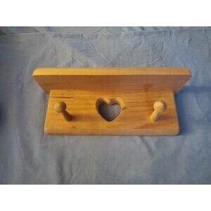 Vintage 10.5 inch Wooden Heart Cutout Shelf with 2 Pegs Cottage Core